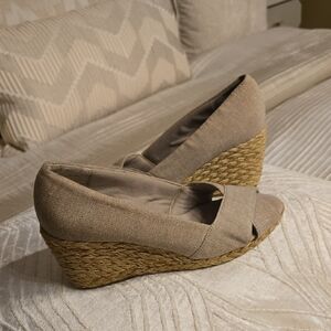 Chaps Taupe Wedge Sandals